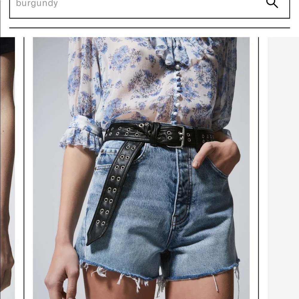 NWT The Kooples Jeans Denim Short with Eyelets Belt - Picture 10 of 11
